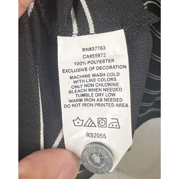 PGA Tour-Golf Polo Shirt, Mens XXL, 3 Button Collar, Black/White Short Sleeves - Picture 3 of 5